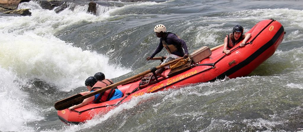 White water rafting on the Mighty River Nile in Uganda